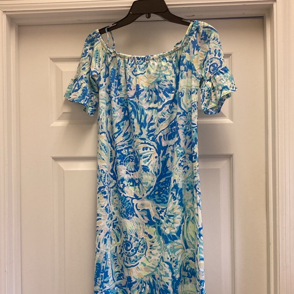 NWOT LILLY PULITZER knit dress XL colorful w/ruffle bottom & sleeves $129 - Picture 2 of 11